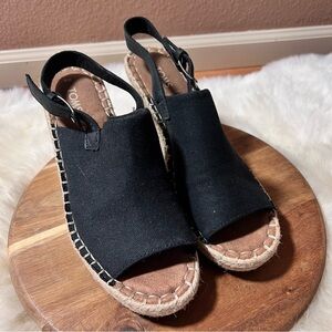Toms Black Espadrille Monica Wedge Sandals Size 8